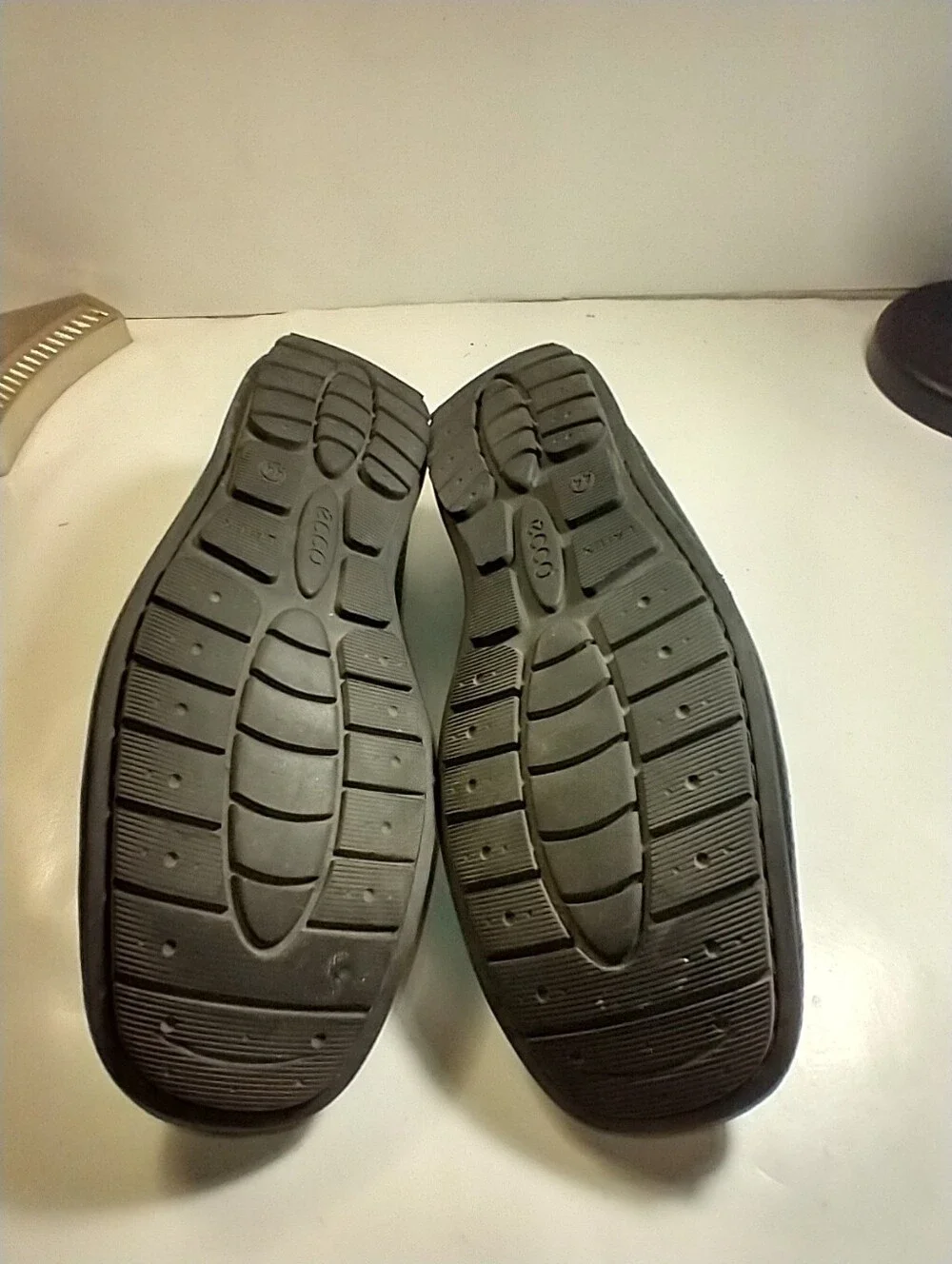 Ecco Black Leather Flex Sole Driving Moc Loafers Men's sz 10(44).